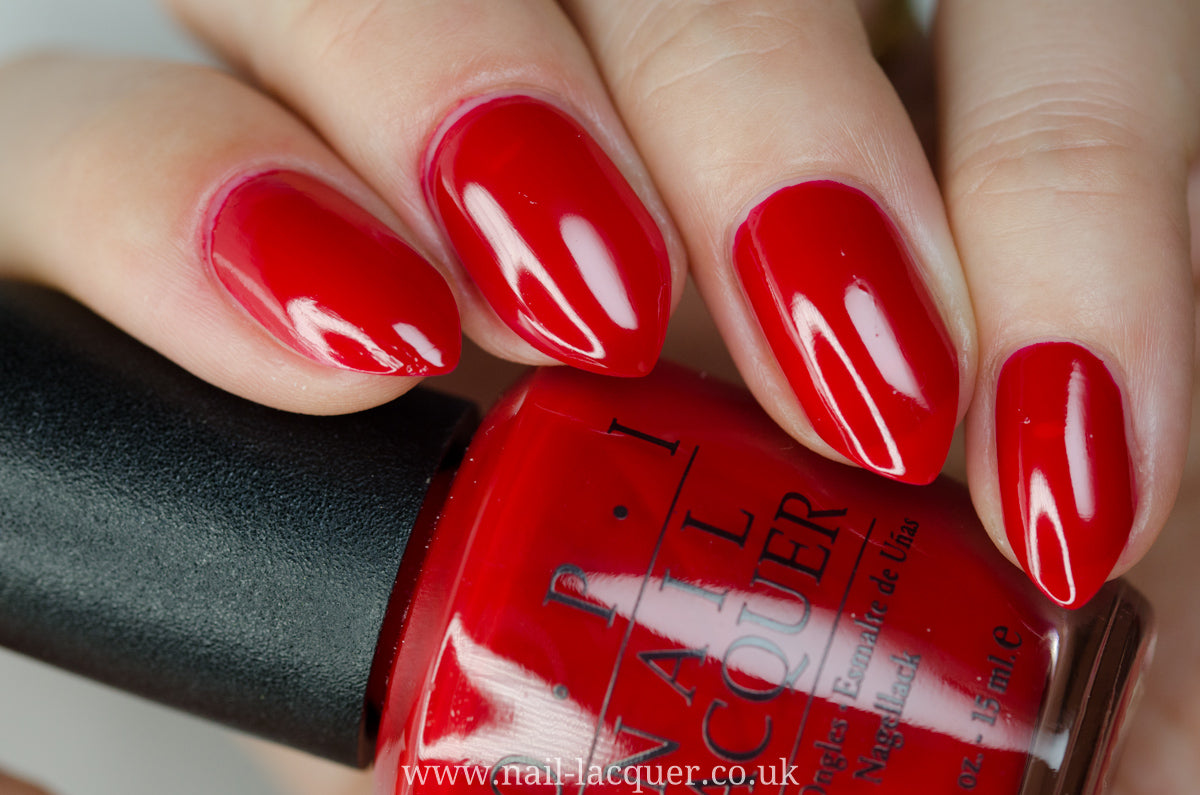 OPI Big Apple Red on coffin shaped acrylics  Red nails, Dream nails, Nail  polish colors