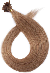 Golden Brown Double Drawn i Tip Hair Extensions (#12) Stick Tips