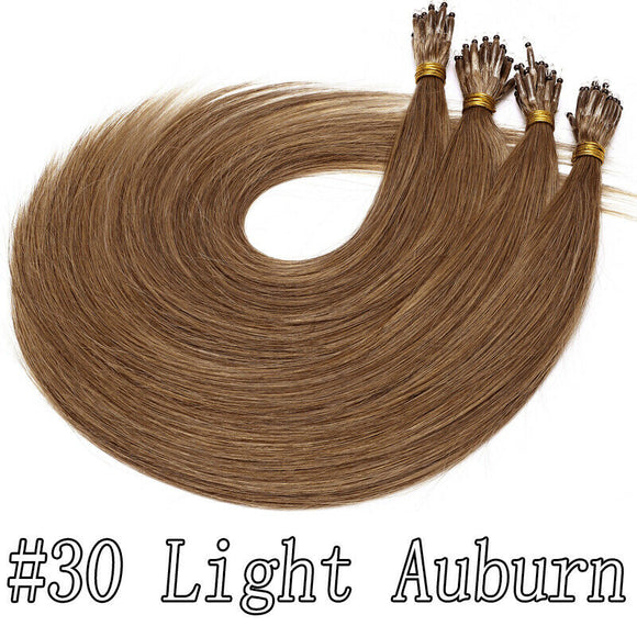 100g - Nano Ring Hair Extensions Double Drawn (Light Auburn #30)