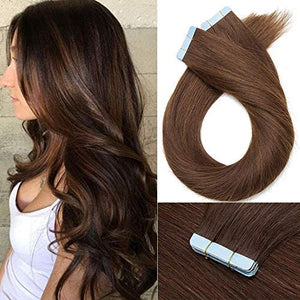 INVISI TAPE  in Extension -  invisible tape hair extensions - MEDIUM BROWN  #4