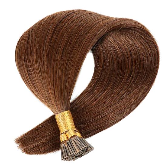Medium Brown Double Drawn i Tip Hair Extensions (#4) Stick Tips