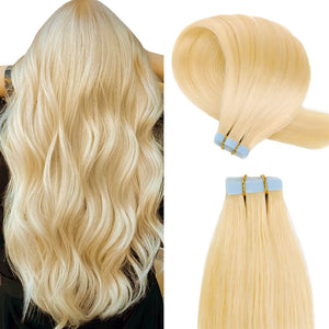Bleach Blonde INVISI TAPE  in Extension -  invisible tape hair extensions -#613 - prettieme