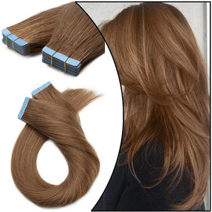 Light Brown INVISI TAPE  in Extension -  invisible tape hair extensions -#6