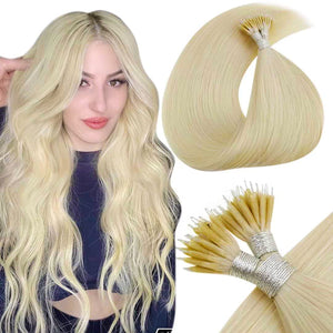 100g - Nano Ring Hair Extensions Double Drawn (Platinum Blonde)
