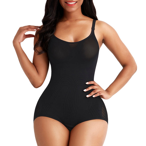 CulaGyfa Tummy Control Shapewear Bodysuit for Women Ribbed Large Black