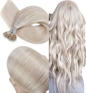 50g - Nano Ring Hair Extensions Double Drawn - Ice Blonde