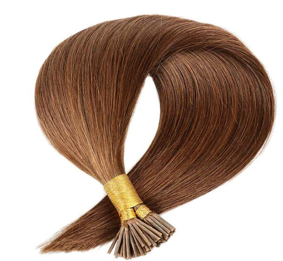 Chestnut Brown Double Drawn i Tip Hair Extensions (#6) Stick Tips