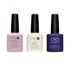 CND Shellac UV Gel Polish - Gold VIP Status, Lavender Lace & Shimmering Shores - Set 5 (3 x 7.3ml) - prettieme