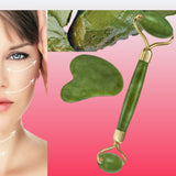 Jade roller & Guasha Set -  jade facial massage roller